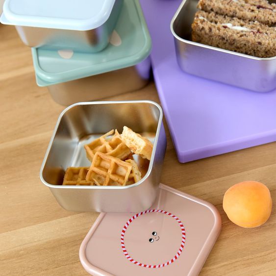 Lässig Set di 3 contenitori per snack in acciaio inox - Tiny Team Cat