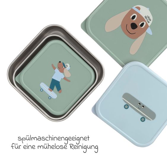 Lässig Set 3 pz. di Snackbox in Acciaio Inox - Tiny Team Dog