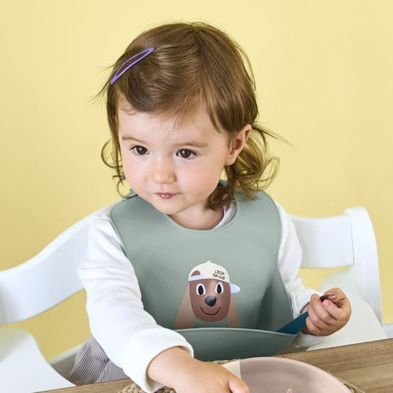 Lässig Set pappa 3 pz Piatto + Ciotola + Bavaglino in Silicone - Tiny Team Dog