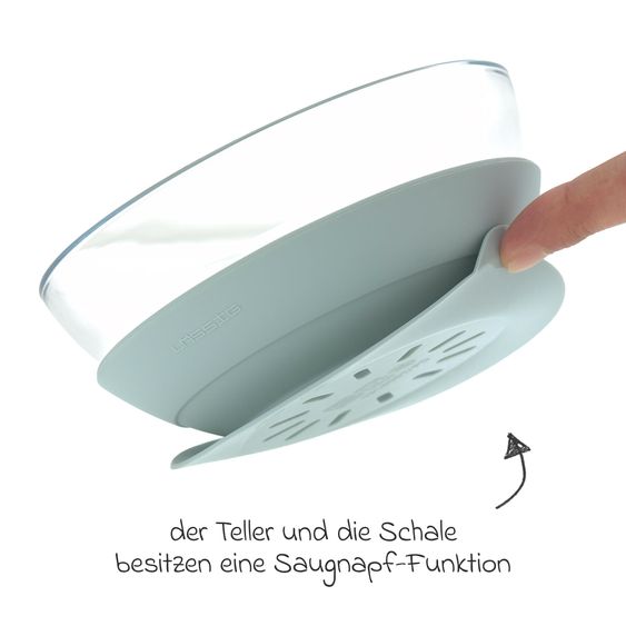 Lässig 3-piece glass / silicone tableware set - Blue