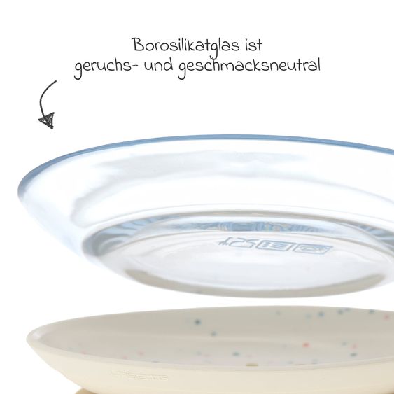 Lässig 3-piece glass / silicone crockery set - Nature