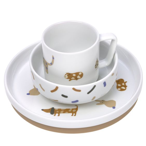 Lässig 3-piece non-slip porcelain tableware set - Little Mateys - Royal Blue