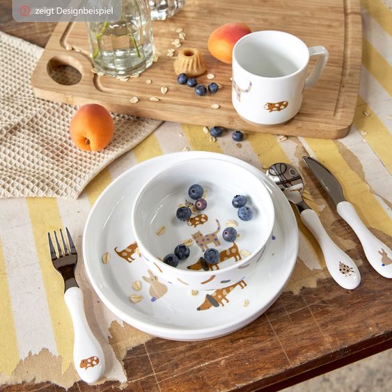 Lässig 3-piece non-slip porcelain tableware set - Little Mateys - Royal Blue