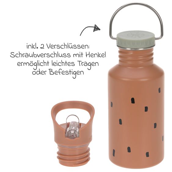 Lässig 3-pc. Set Mini Rolltop Backpack + Lunchbox + Drinking Bottle - Happy Prints - Caramel