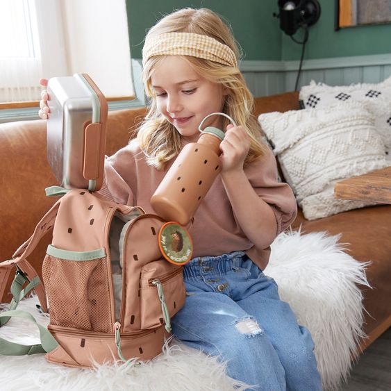 Lässig 3-pc. Set Mini Rolltop Backpack + Lunchbox + Drinking Bottle - Happy Prints - Caramel