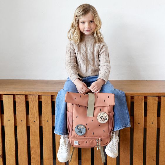 Lässig 3-pc. Set Mini Rolltop Backpack + Lunchbox + Drinking Bottle - Happy Prints - Caramel