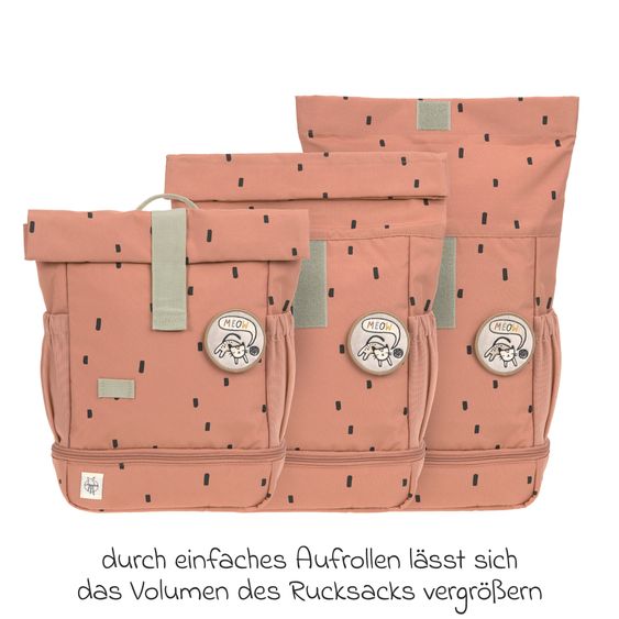 Lässig 3-pc. Set Mini Rolltop Backpack + Lunchbox + Drinking Bottle - Happy Prints - Caramel