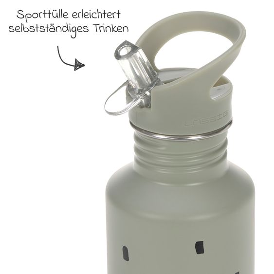 Lässig 3-pc. Set Mini Rolltop Backpack + Lunchbox + Drinking Bottle - Happy Prints - Light Olive