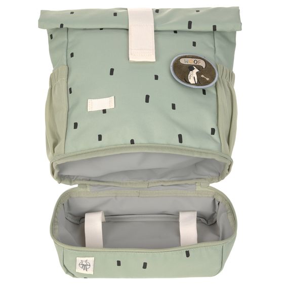 Lässig 3-pc. Set Mini Rolltop Backpack + Lunchbox + Drinking Bottle - Happy Prints - Light Olive