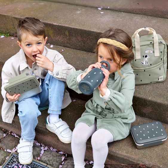 Lässig 3-pc. Set Mini Rolltop Backpack + Lunchbox + Drinking Bottle - Happy Prints - Midnight Blue