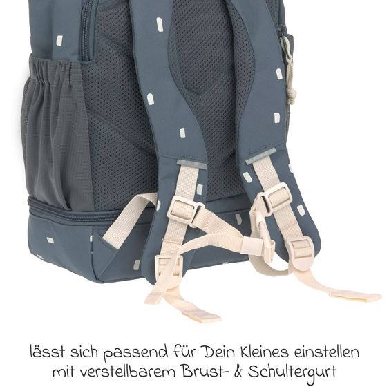 Lässig 3-pc. Set Mini Rolltop Backpack + Lunchbox + Drinking Bottle - Happy Prints - Midnight Blue