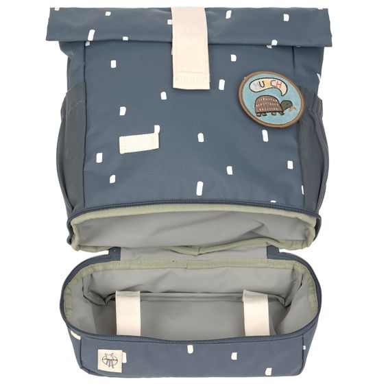 Lässig 3-pc. Set Mini Rolltop Backpack + Lunchbox + Drinking Bottle - Happy Prints - Midnight Blue