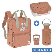 3-piece set backpack Mini Square Backpack + lunch box + water bottle - Happy Prints - Caramel