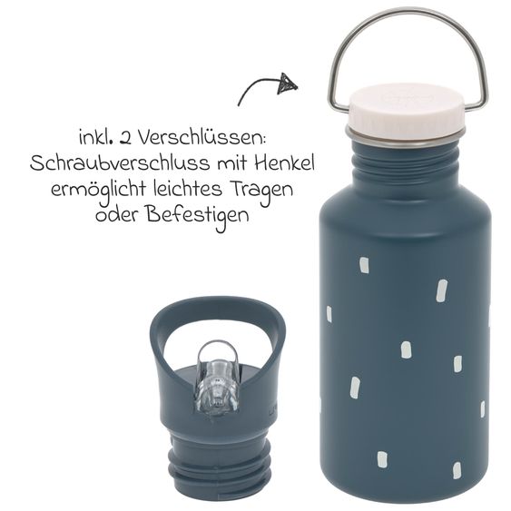 Lässig 3-tlg. Set Rucksack Mini Square Backpack + Brotdose + Trinkflasche - Happy Prints - Midnight Blue