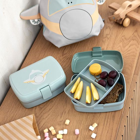 Lässig 3-tlg. Set Rucksack Tiny Backpack + Brotdose + Trinkflasche - Tiny Drivers Airplane