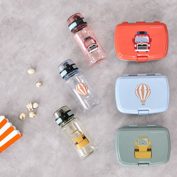 Lässig 3-pc. Set Backpack Tiny Backpack + Lunchbox + Drinking Bottle - Tiny Drivers Fire Engine