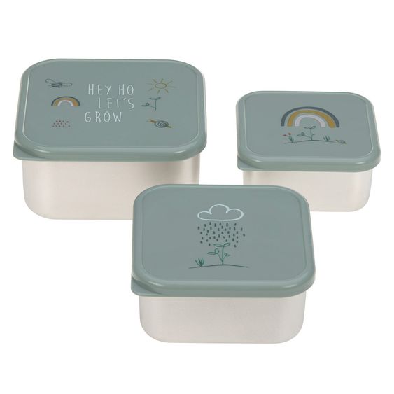 Lässig 3-piece snack box set stainless steel - Garden Explorer