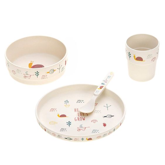 Lässig 4-tlg. Geschirr-Set Bambus - Garden Explorer Girls