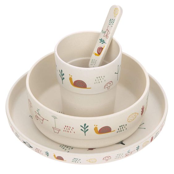 Lässig 4-tlg. Geschirr-Set Bambus - Garden Explorer Girls