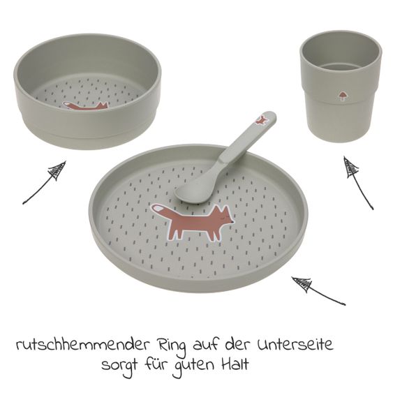 Lässig 4-tlg. Geschirr-Set Dish Set - Little Forest Fox - Olive