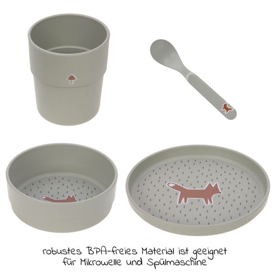 Lässig 4-tlg. Geschirr-Set Dish Set - Little Forest Fox - Olive