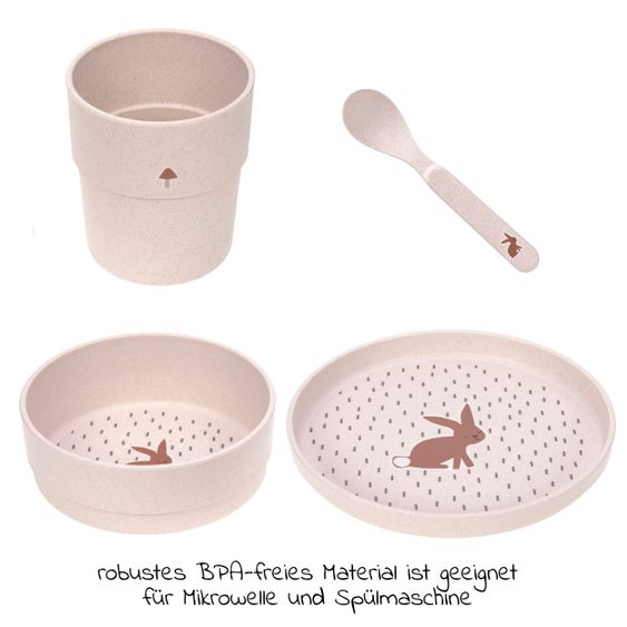 Lässig 4 piece Dish Set - Little Forest Rabbit - Rose