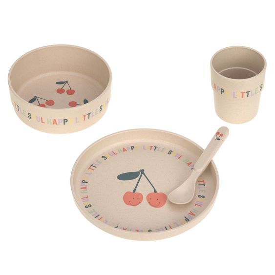 Lässig Set di stoviglie antiscivolo da 4 pezzi - Happy Fruits - Ciliegia