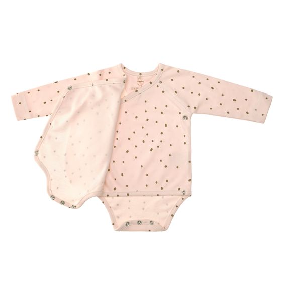 Lässig 6-tlg. Erstlings-Set aus Bio-Baumwolle - Wickelbody + Hose + Mütze + Socken - Dots Powder Pink - Gr. 50/56
