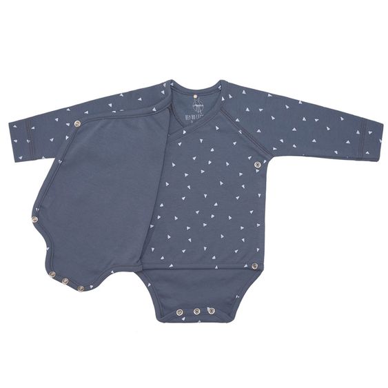 Lässig 6-tlg. Erstlings-Set aus Bio-Baumwolle - Wickelbody + Hose + Mütze + Socken - Triangle Blue - Gr. 50/56