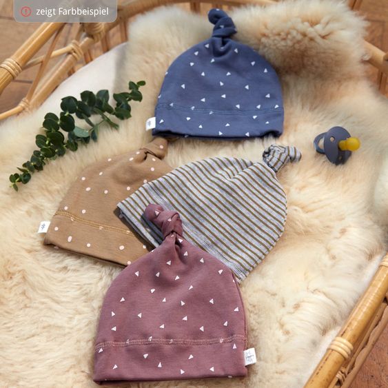 Lässig 6-tlg. Erstlings-Set aus Bio-Baumwolle - Wickelbody + Hose + Mütze + Socken - Triangle Blue - Gr. 50/56