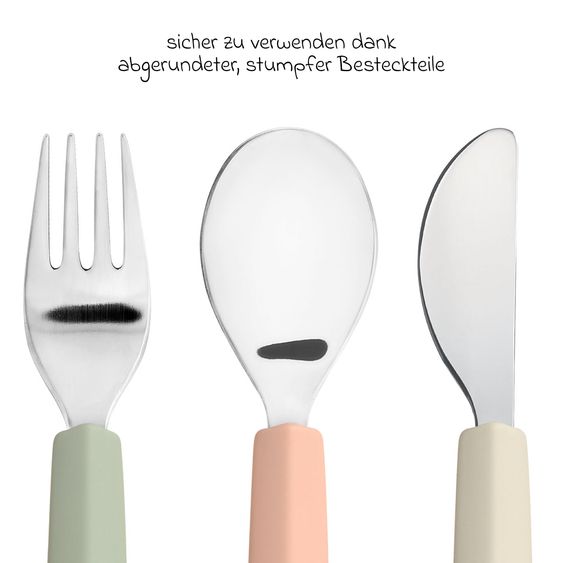 Lässig 6-tlg. Geschirr-Set Silikon - Besteck + Schale + Teller + Lätzchen - Happy Fruits - Cherry