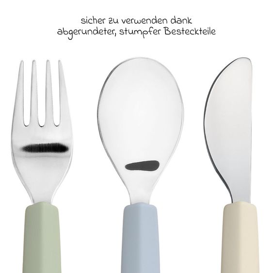Lässig 6-tlg. Geschirr-Set Silikon - Besteck + Schale + Teller + Lätzchen - Happy Fruits - Lemon