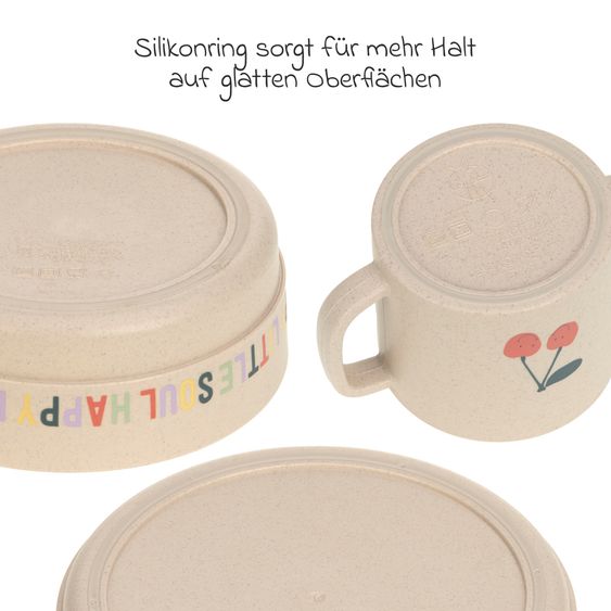 Lässig 9-tlg. Geschirr-Set Zellulose - Schnabel-Tasse + Löffel + Schale + Teller + Lätzchen - Happy Fruits - Cherry