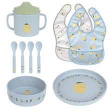 9-tlg. Geschirr-Set Zellulose - Schnabel-Tasse + Löffel + Schale + Teller + Lätzchen - Happy Fruits - Lemon