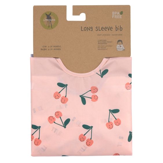 Lässig Ärmel-Lätzchen 2er Pack Long Sleeve Bib - Happy Fruits - Cherry