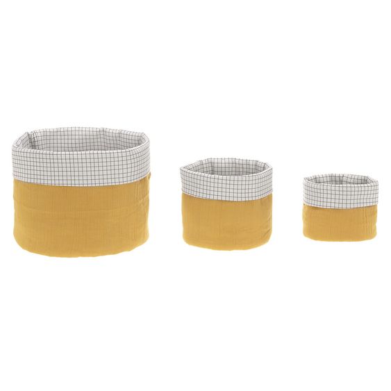Lässig Aufbewahrungskorb 3er Pack Storage Basket Muslin - Mustard