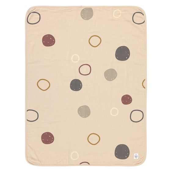 Lässig Baby blanket Muslin Blanket GOTS 75 x 100 cm - Circles Offwhite