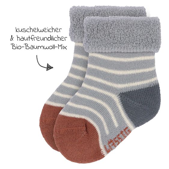 Lässig Babysocken 3er Pack Newborn aus Bio-Baumwolle - Tiny Farmer Blue - Gr. 12-14