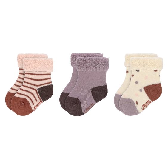 Lässig Babysocken 3er Pack Newborn aus Bio-Baumwolle - Tiny Farmer Lilac - Gr. 12-14