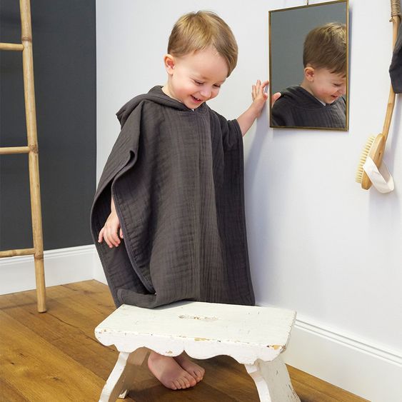 Lässig Bade-Poncho Muslin 87 x 60 cm - Anthracite