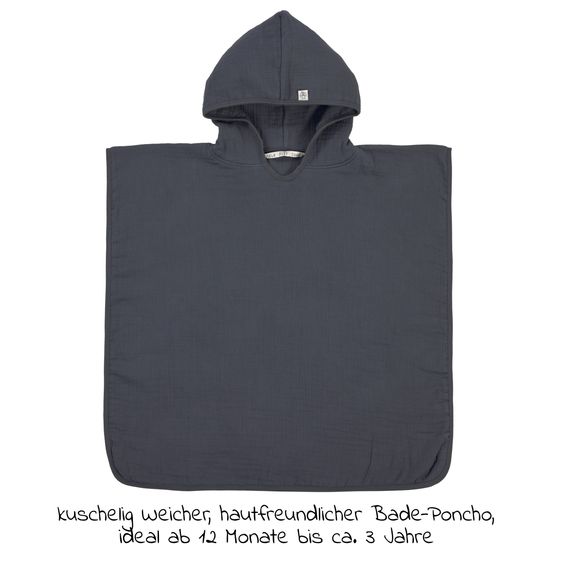 Lässig Bade-Poncho Muslin 87 x 60 cm - Navy