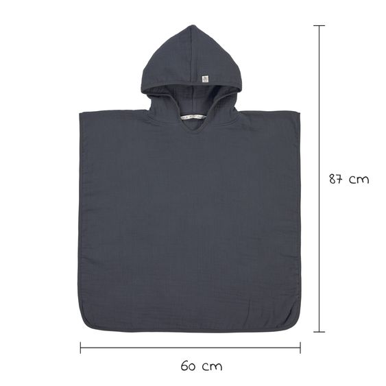 Lässig Bade-Poncho Muslin 87 x 60 cm - Navy
