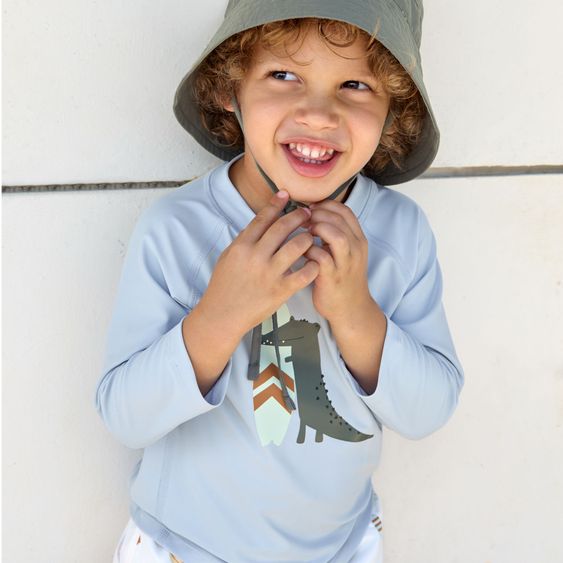 Lässig Bade-Shirt LSF Long Sleeve Rashguard - Crocodile - Sky Blue - Gr. 62/68