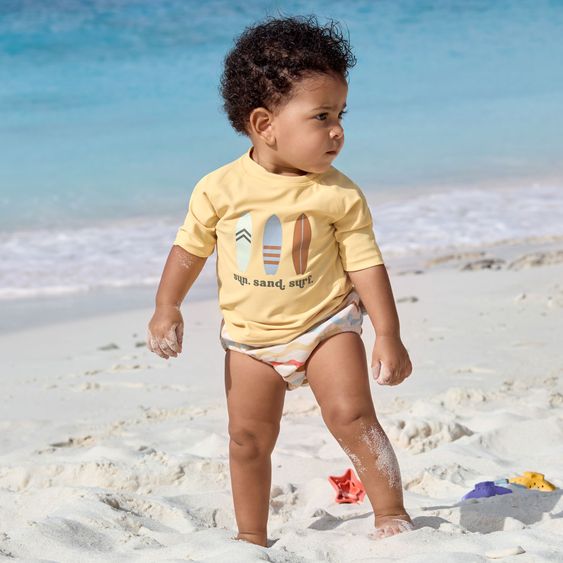 Lässig Bade-Shirt LSF Short Sleeve Rashguard - Surfboards - Vanilla - Gr. 62/68