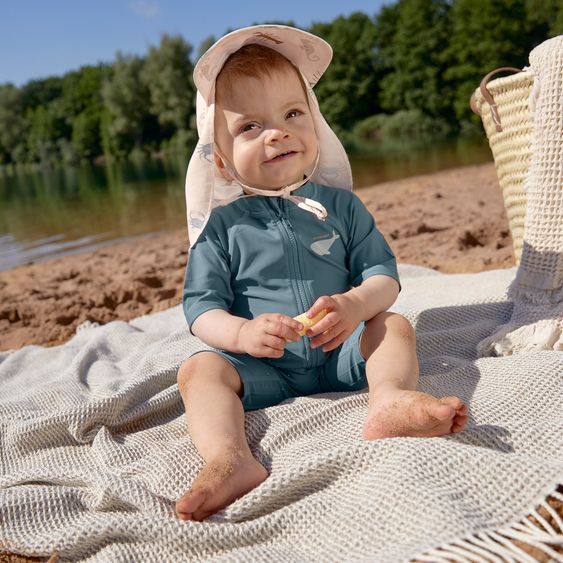 Lässig Badeanzug LSF Short Sleeve Sunsuit - Whale - Blue - Gr. 62/68