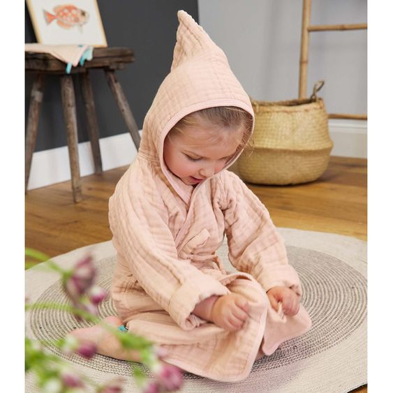 Lässig Bademantel Muslin - Light Pink - Gr. 80/86