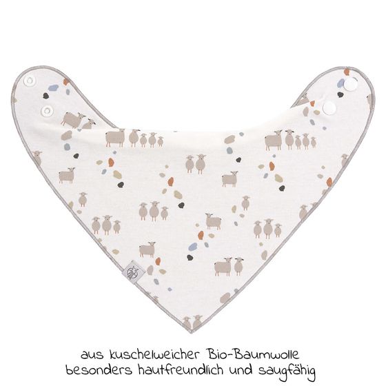 Lässig Bandana Lätzchen 2er Pack aus Bio-Baumwolle - Tiny Farmer - Sheep & Goose - Blue