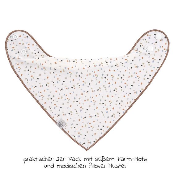 Lässig Bandana Lätzchen 2er Pack aus Bio-Baumwolle - Tiny Farmer - Sheep & Goose - Blue