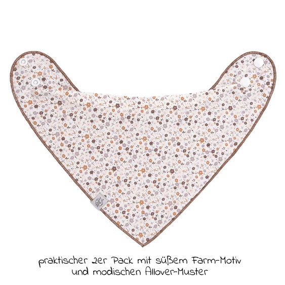 Lässig Bandana Lätzchen 2er Pack aus Bio-Baumwolle - Tiny Farmer - Sheep & Goose - Lilac