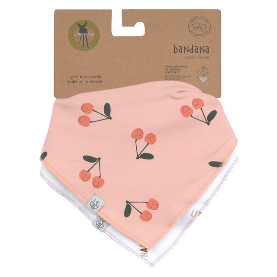 Lässig Bavaglino Bandana 2-pack collo di mucca in cotone biologico - Happy Fruits - Ciliegia